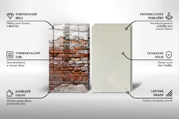 Tagliere in vetro temperato Vecchio muro di mattoni e cemento