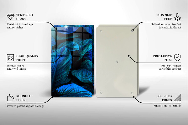 Tagliere in vetro temperato Foglie della vegetazione della giungla