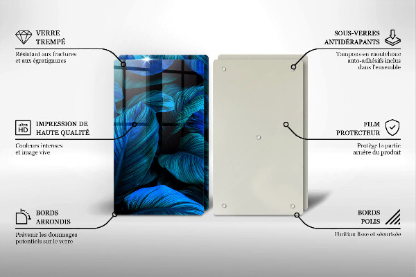 Tagliere in vetro temperato Foglie della vegetazione della giungla