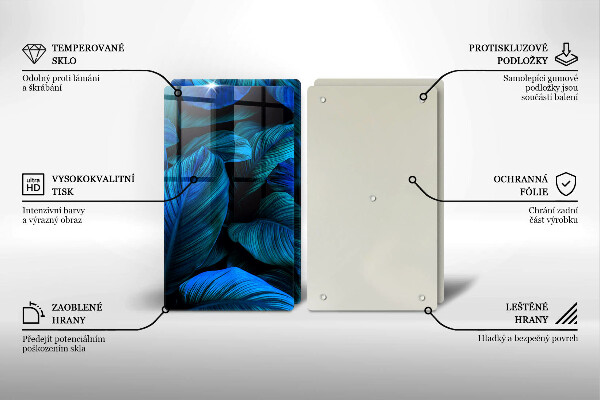 Tagliere in vetro temperato Foglie della vegetazione della giungla