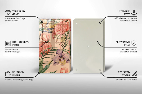 Tagliere in vetro temperato Illustrazione dei fenicotteri