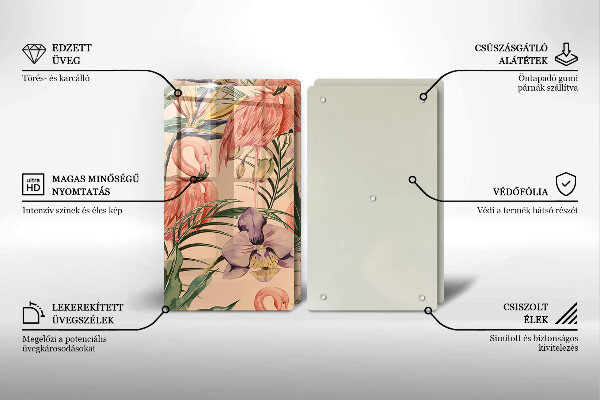 Tagliere in vetro temperato Illustrazione dei fenicotteri