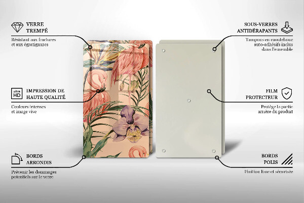 Tagliere in vetro temperato Illustrazione dei fenicotteri