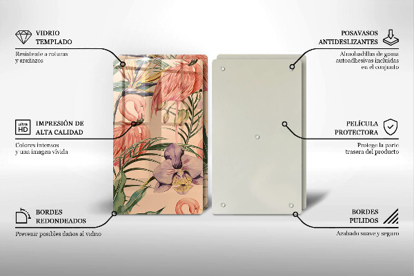 Tagliere in vetro temperato Illustrazione dei fenicotteri