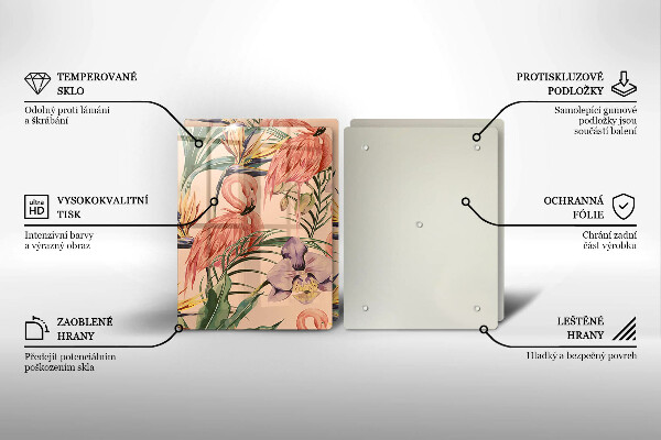 Tagliere in vetro temperato Illustrazione dei fenicotteri