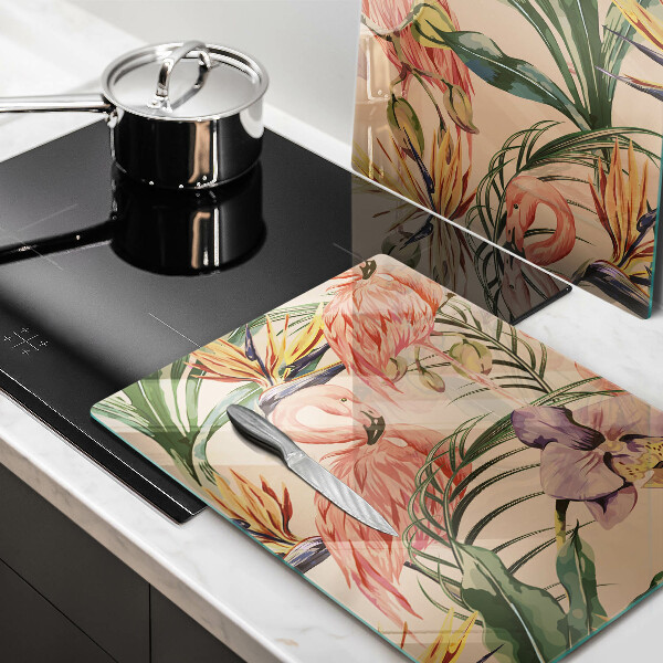 Tagliere in vetro temperato Illustrazione dei fenicotteri