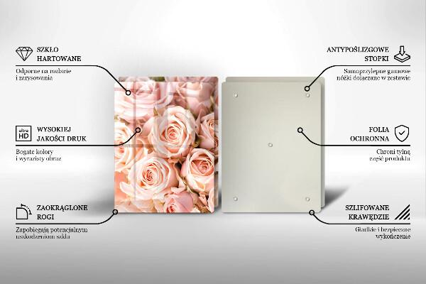 Tagliere in vetro temperato Bouquet di rose delicate