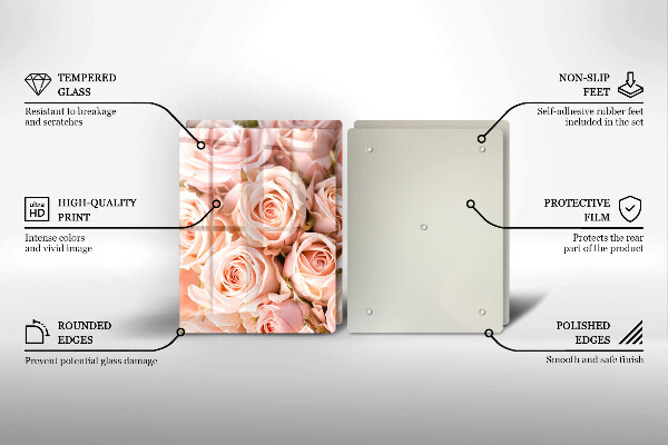 Tagliere in vetro temperato Bouquet di rose delicate