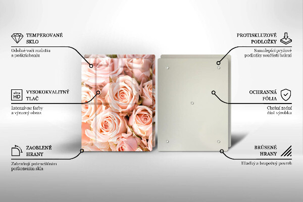 Tagliere in vetro temperato Bouquet di rose delicate