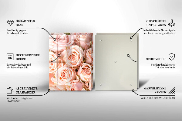 Tagliere in vetro temperato Bouquet di rose delicate