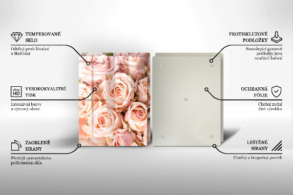 Tagliere in vetro temperato Bouquet di rose delicate