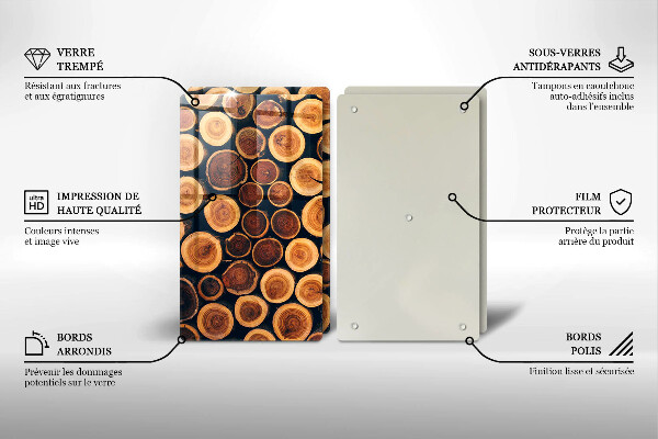 Tagliere in vetro temperato Ceppi di alberi in legno