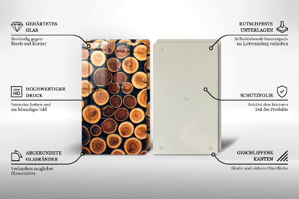 Tagliere in vetro temperato Ceppi di alberi in legno