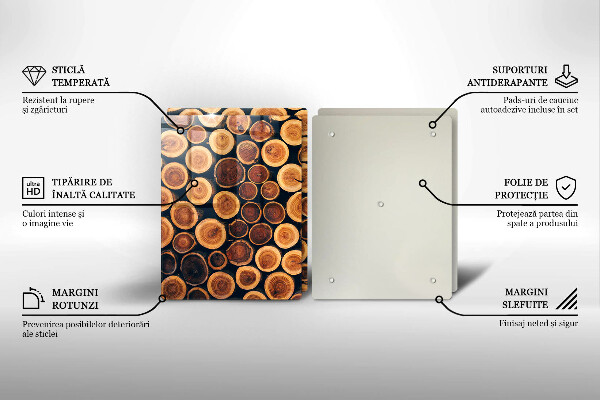 Tagliere in vetro temperato Ceppi di alberi in legno