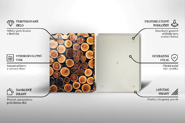 Tagliere in vetro temperato Ceppi di alberi in legno