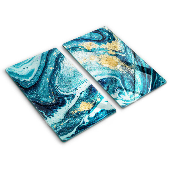 Tagliere in vetro temperato Astrazione dell'oro blu