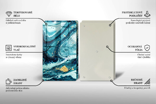 Tagliere in vetro temperato Astrazione dell'oro blu