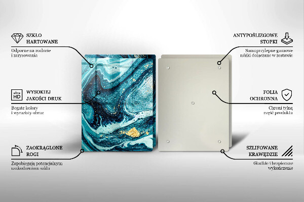 Tagliere in vetro temperato Astrazione dell'oro blu