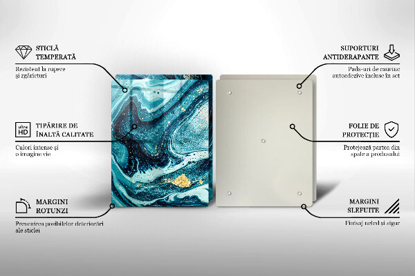 Tagliere in vetro temperato Astrazione dell'oro blu