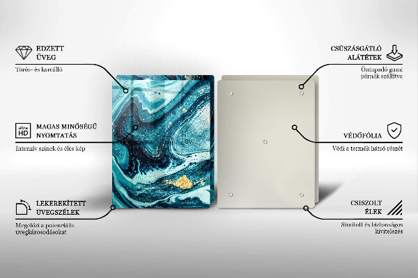 Tagliere in vetro temperato Astrazione dell'oro blu