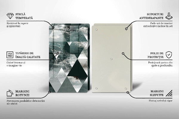 Tagliere in vetro temperato Triangoli e acqua