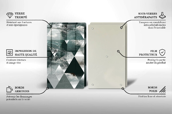 Tagliere in vetro temperato Triangoli e acqua