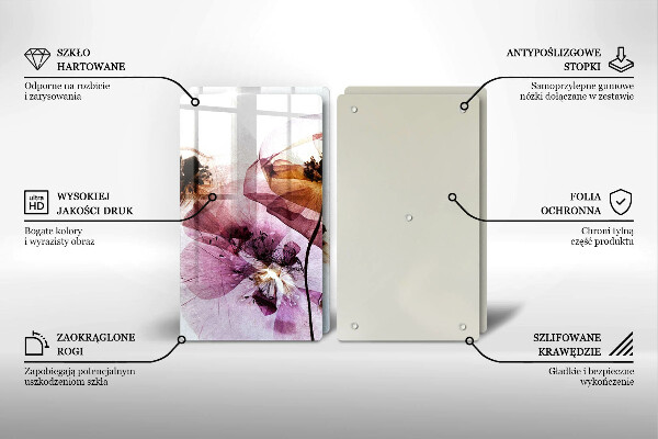 Tagliere in vetro temperato Fiori delicati