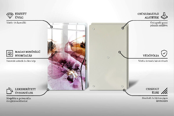 Tagliere in vetro temperato Fiori delicati