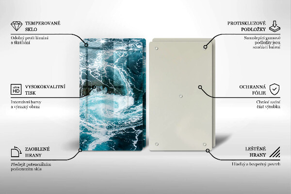 Tagliere in vetro temperato Onde d'acqua schiumose