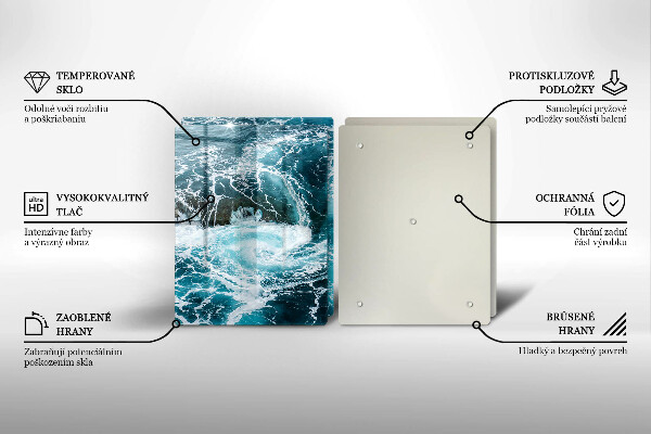 Tagliere in vetro temperato Onde d'acqua schiumose