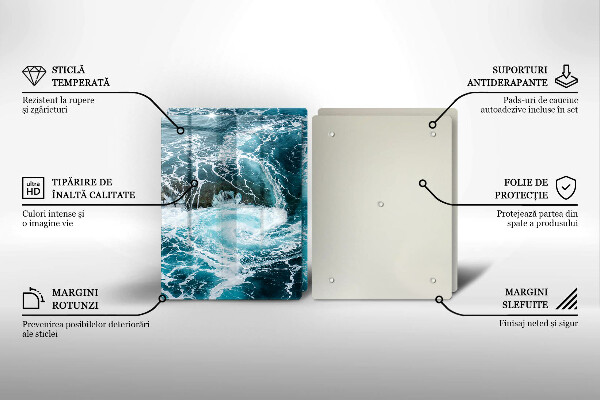 Tagliere in vetro temperato Onde d'acqua schiumose