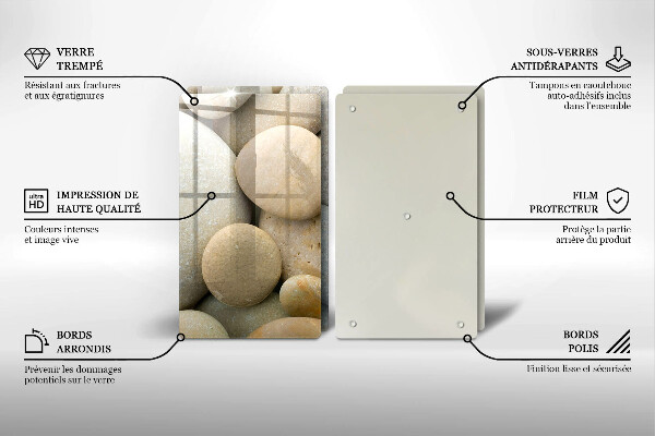 Tagliere in vetro temperato Modello di pietre ovali