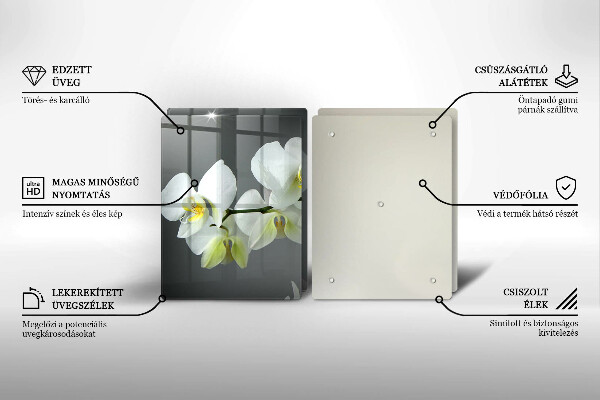 Tagliere in vetro temperato Fiori di orchidea bianca