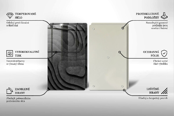 Tagliere in vetro temperato Forme di pietra 3D