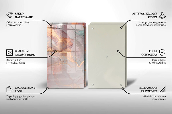 Tagliere in vetro temperato Marmo con oro