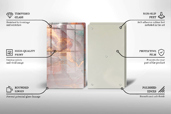 Tagliere in vetro temperato Marmo con oro