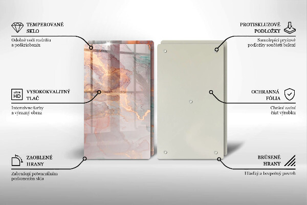 Tagliere in vetro temperato Marmo con oro