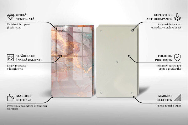 Tagliere in vetro temperato Marmo con oro