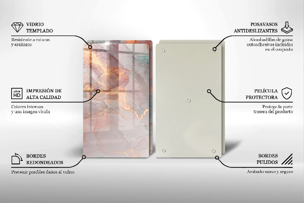 Tagliere in vetro temperato Marmo con oro