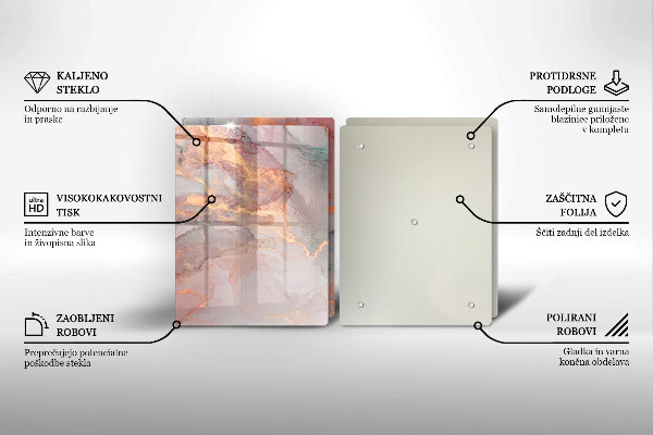 Tagliere in vetro temperato Marmo con oro