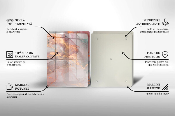 Tagliere in vetro temperato Marmo con oro