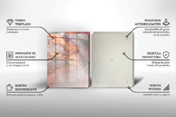 Tagliere in vetro temperato Marmo con oro