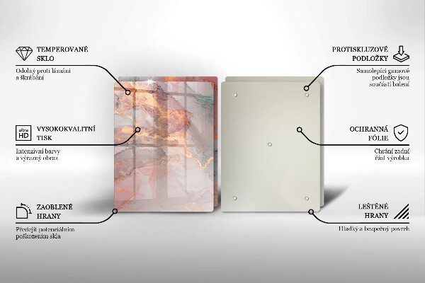 Tagliere in vetro temperato Marmo con oro