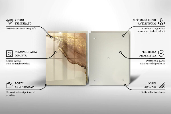Tagliere in vetro temperato Astrazione dell'oro