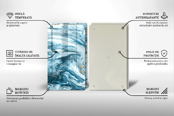 Tagliere in vetro temperato Struttura con oro