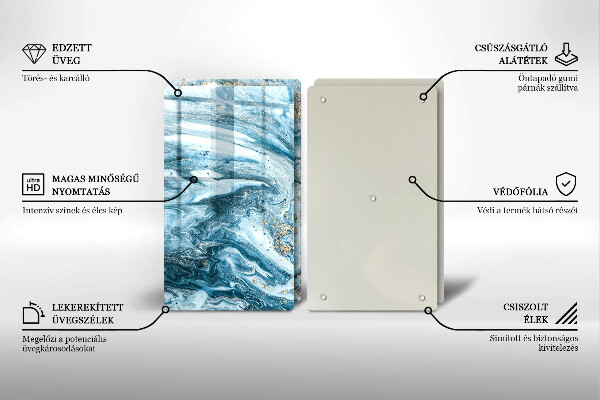 Tagliere in vetro temperato Struttura con oro