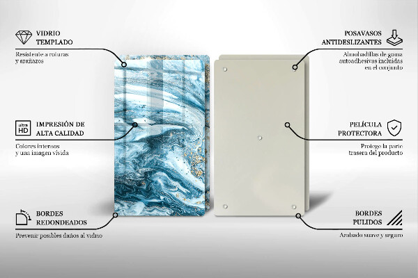 Tagliere in vetro temperato Struttura con oro