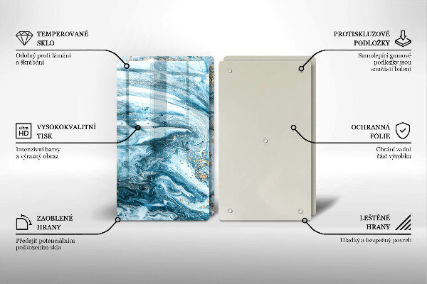 Tagliere in vetro temperato Struttura con oro