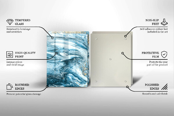 Tagliere in vetro temperato Struttura con oro