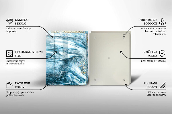 Tagliere in vetro temperato Struttura con oro